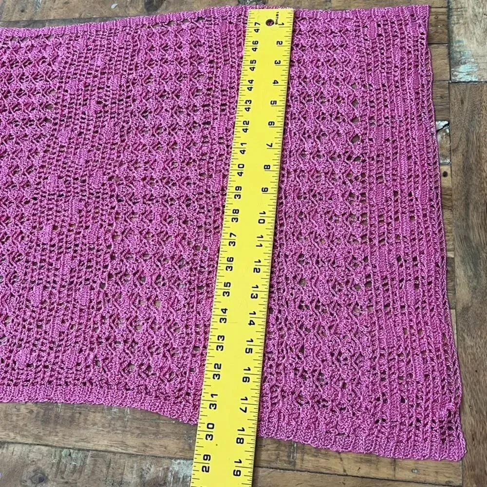 Crochet Table Runner Pink Rectangle Kitchen Dining Decoration 18x78